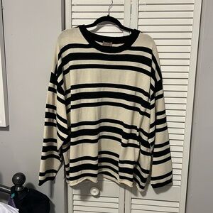 H&M Cream and Black Striped Sweater